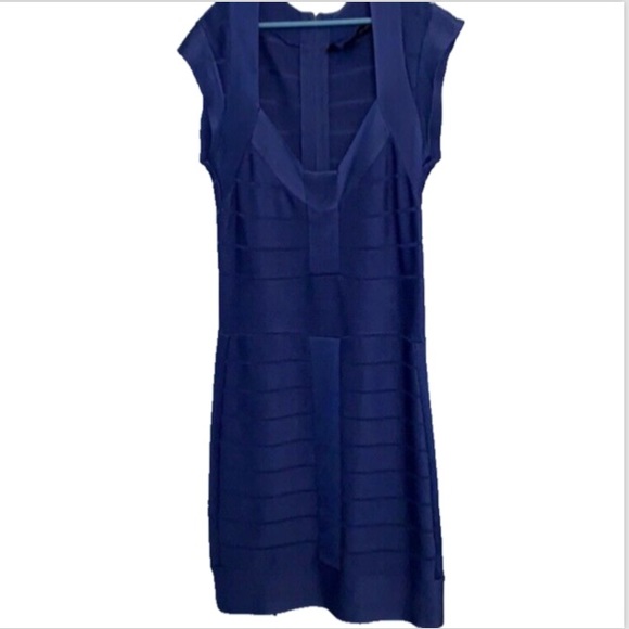 FRENCH CONNECTION BANDAGE BODYCON DRESS BLUE SIZE 6 SIMILAR TO HERVE LEGER - Picture 8 of 12